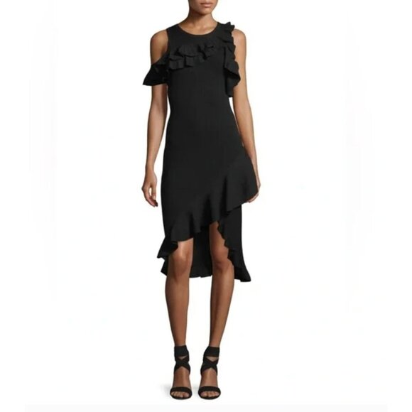 A.L.C. Kellam Black Ruffle Knit Midi Dress - Size M - Picture 1 of 14